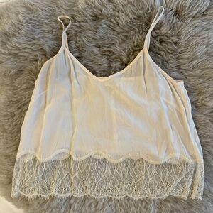 Aritzia Wilfred brand cream lace silk tank